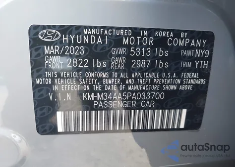 2023 Hyundai Ioniq 6 Sel из США, поврежденный, VIN KMHM34AA5PA033700